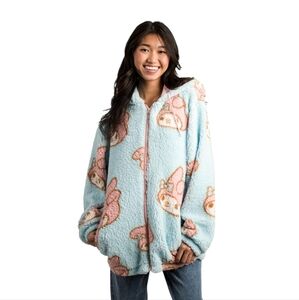 SANRIO My Melody Bioworld pastel oversized‎ sherpa kawaii fleece jacket hoodie L